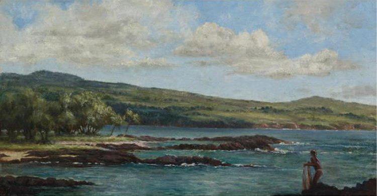 Helen Thomas Dranga Casting a Net, Hawaii, oil painting picture